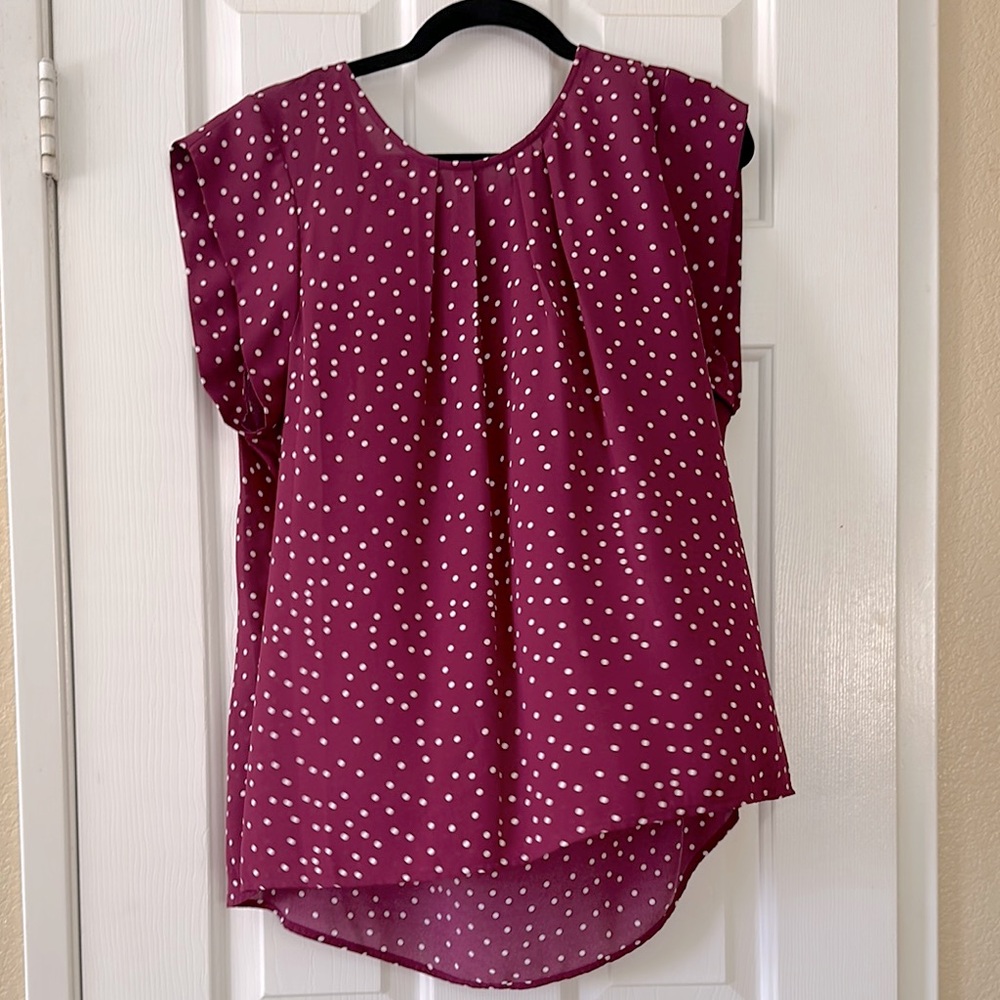 Polka Dot Sleeveless Top - Stitch Fix cranberry XL